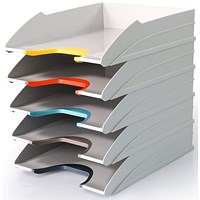Durable Varicolor Mix Stackable Document Filing Letter Trays, A4, White, Pack of 5