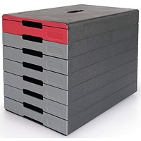 Durable Idealbox Pro 7 Drawer Box, 7 Drawers, Red and Grey