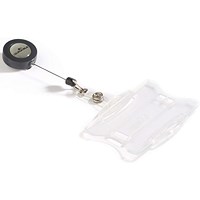 Durable Duo 2 Card Security Pass ID Holders with Badge Reel, Clear, Pack of 10