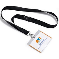 Durable Name Badge with 20mm Wide Textile Lanyard, 60x90mm, Black, Pack of 5