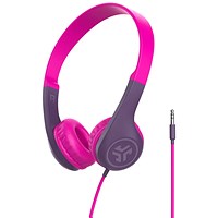 JLab Audio JBuddies Pop Kids Wired 3.5mm Connector On Ear Pink Headphones JLab Audio JBuddies Pop Kids Wired 3.5mm Connector On Ear Pink Headphones