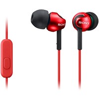 Sony MDR-EX110AP Wired 3.5mm Connector Earphones, Red Sony MDR-EX110AP Wired 3.5mm Connector Earphones, Red
