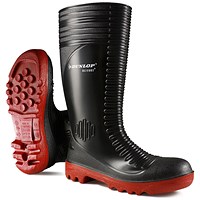 Dunlop Acifort Ribbed Full Safety Wellington Boots, Black, 6