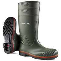 Dunlop Acifort Heavy Duty Full Safety Wellington Boots, Green, 11