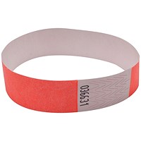 Announce Wrist Bands, 19mm, Coral, Pack of 1000