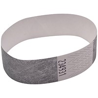 Announce Wrist Bands, 19mm, Silver, Pack of 1000