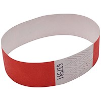 Announce Wrist Bands, 19mm, Red, Pack of 1000