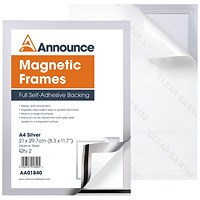 Announce Magnetic Frame A4 Silver (Pack of 2)