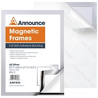 Announce Magnetic Frame, A3, Silver, Pack of 2