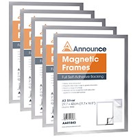 Announce Magnetic Frame A3 Silver (Pack of 5)