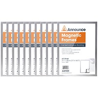 Announce Magnetic Frame, A3, Silver, Pack of 10