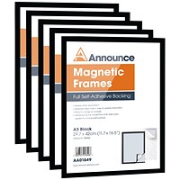 Announce Magnetic Frame, A3, Black, Pack of 5