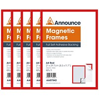 Announce Magnetic Frames, A4, Red, Pack of 5