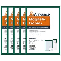 Announce Magnetic Frames, A4, Green, Pack of 5