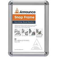 Announce by 5 Star A4 Snap Frame 25mm Chrome Effect Crnr