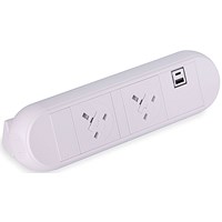 On Desk Power Module, 2xUK Socket 1xUSB A+C PD/QC Charger, White