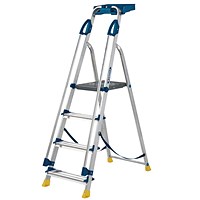 Werner Workstation 4 Tread Stepladder Twin Handrails Blue 7050418L