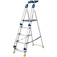 Werner Workstation 5 Tread Stepladder Twin Handrails Blue 7050518L