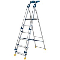 Werner Workstation 6 Tread Stepladder Twin Handrails Blue 7050618L