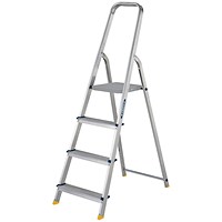 Werner 4 Tread Stepladder with High Handrail Aluminium 7400418L