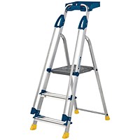 Werner Workstation 3 Tread Stepladder Twin Handrails Blue 7050318L