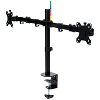 Kensington Smartfit Ergo Deskclamped Dual Monitor Arm with Extension, Adjustable Height, Black