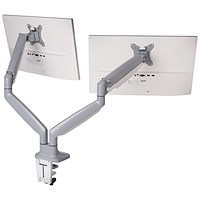 Kensington SmartFit One-Touch Deskclamped Dual Monitor Arm, Adjustable Height, Grey