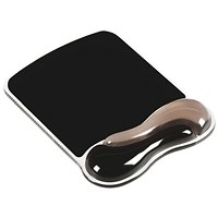 Kensington Duo Gel Wave Mouse Mat, With Wrist Rest, Black and Grey