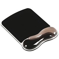 Kensington Duo Gel Wave Mouse Mat, With Wrist Rest, Black and Grey Kensington Duo Gel Wave Mouse Mat, With Wrist Rest, Black and Grey