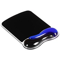 Kensington Duo Gel Wave Mouse Mat, With Wrist Rest, Black and Blue