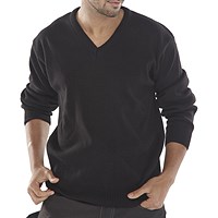 Beeswift Acrylic V-Neck Sweater, Black, Medium
