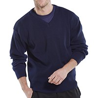 Beeswift Acrylic V-Neck Sweater, Navy Blue, 2XL