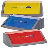 Addis Red/Yellow/Blue Recycling Bin Kit Lids, Grey, Pack of 3