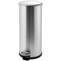 Addis Cushion Close Pedal Bin, 22 Litre, Silver