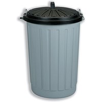 Addis Round Dustbin, 90 Litre, Grey with Black Lid,