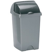 Addis Roll Top Bin, 25 Litres, Metallic Silver