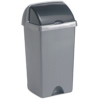 Addis Roll Top Bin, 50 Litres, Metallic Silver