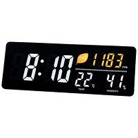 Alba LED Wall Clock With CO2 Level Temperature Humidity Sensor, Black