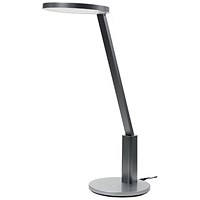 Alba Smart LED Desk Lamp with 5 Brightness Functions, Metallic Grey