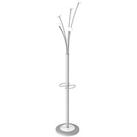 Alba Festival High Capacity Coat Stand with Umbrella Holder, 350x350x1870mm, Silver/White