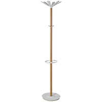 Alba Coat Stand 350x350x1750mm Beech/White