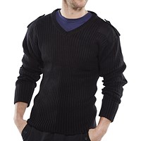 Beeswift Acrylic Mod V-Neck Sweater, Black, Medium