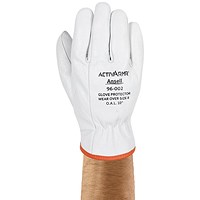 Ansell Low Voltage Leather Premium Goat Skin Protector Gloves, White, Large