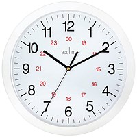 Acctim Metro 24 Hour Plastic Wall Clock 300mm White Acctim Metro 24 Hour Plastic Wall Clock 300mm White