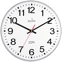 Acctim Clarkenwell Wall Clock Silent Non-Ticking 300mm Diameter White Acctim Clarkenwell Wall Clock Silent Non-Ticking 300mm Diameter White