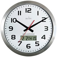 Acctim Meridian Radio Controlled Wall Clock Aluminium