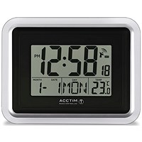 Acctim Delta Radio Controlled Digital Clock Silver/White