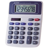 Aurora White/Blue 8-Digit Semi-Desk Calculator DT210