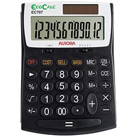 Aurora Black /White 12-Digit Desk Calculator EC505