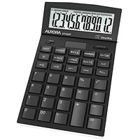 Aurora Black 12-Digit Desk Calculator DT920P